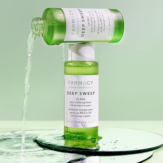 Farmacy 2% Salicylic Acid Toner for Face - Deep Sweep Gentle BHA Exfoliant for Oily Skin - Refines Texture with Papaya Enzymes & Moringa Water for a Healthy-Looking Complexion (100ml)-BrightBean Baby