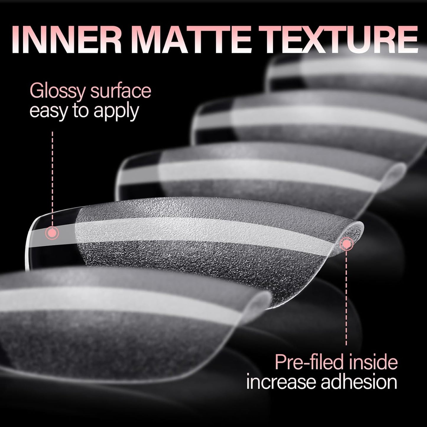 AILLSA Short Coffin Nail Tips Clear Gelly Nails Tip Half Matte Full Cover Tips Acrylic Pre-Filed Press on Fake Nail Tips for Nail Extension Home DIY Manicure 216PCS 12Sizes-BrightBean Baby