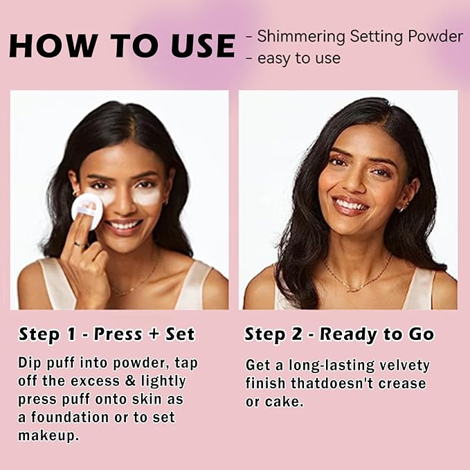 Oil Control Loose Powder Makeup Pink Translucent Setting Powder Shimmer Long Lasting Lightweight Polvo Traslucido Maquillaje Para Mujer Face Powder Makeup - 02 Pink Shimmer-BrightBean Baby