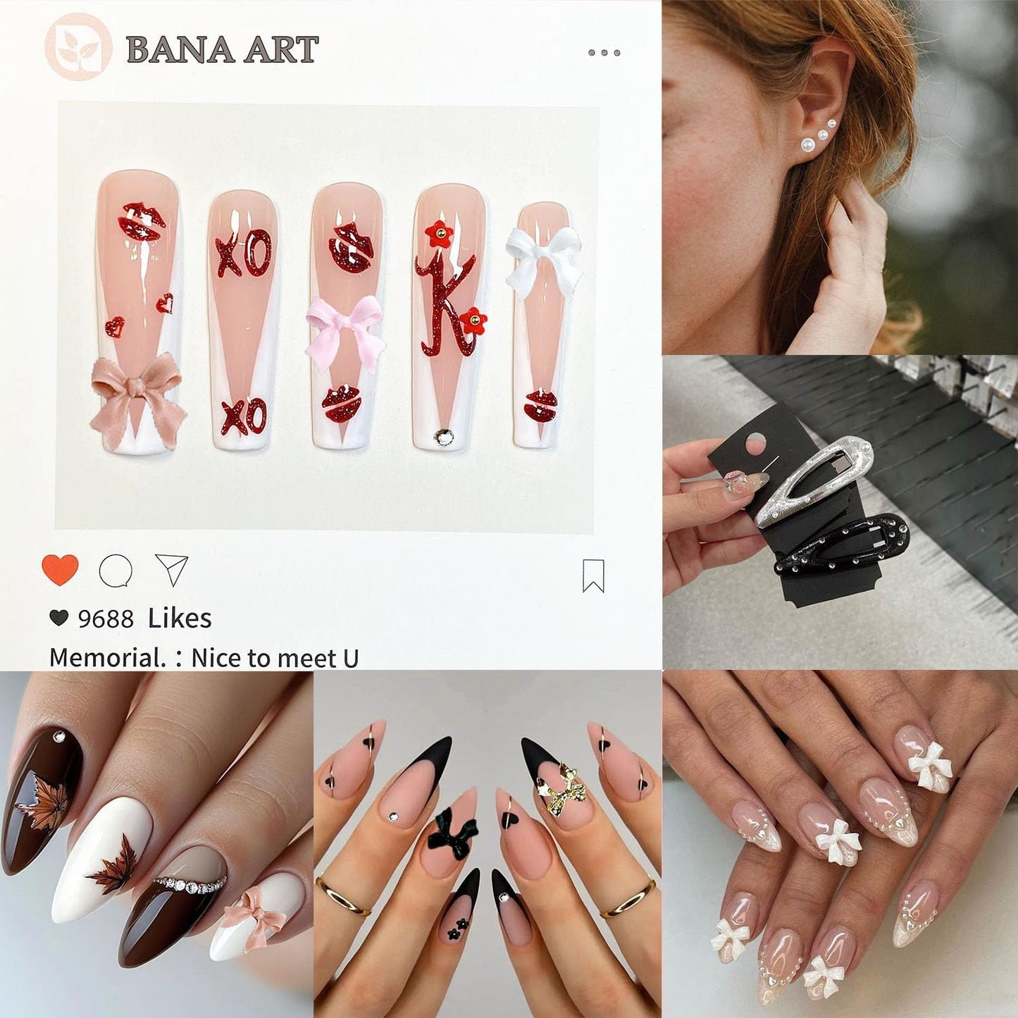 White Pearl Nail Charms and Gems, 3D Colorful Flower Kawaii Metal Bow Charms for Nail Art Rhinestone Nail for Manicure DIY Crafts Jewelry Accessories-BrightBean Baby