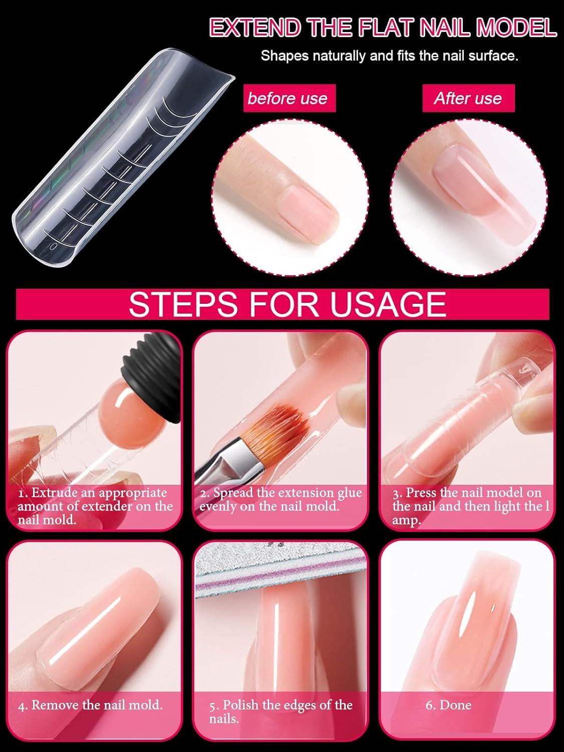 EBANKU 120Pcs Poly Extension Gel Dual Nail Forms Square Clear Nail Forms Full Cover Coffin Nail Molds 12 Sizes for Gel Manicure Nail Art Design Salon&DIY-BrightBean Baby