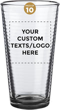 Custom Spiral Pint Glass 16 oz. Set of 10, Personalized Bulk Pack - Beer Glasses, Heavy Duty Drinkware - Black
