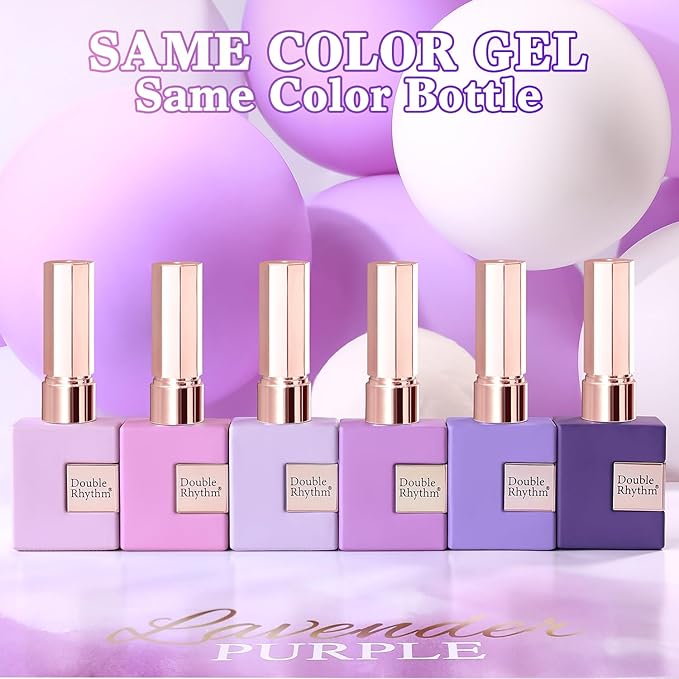 Double Rhythm 6 Pcs 15 ML Gel Polish Set Same Color Same Bottle Soak Off Gel Polish Kit Nail Art Manicure Salon DIY at Home for Women (Light Dark Purple Violet Rose Pink-T6-16)-BrightBean Baby