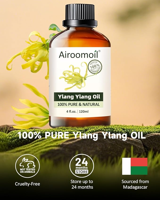 Pure Ylang Ylang Essential Oil, 100% Pure Natural Ylang Ylang Essential Oil, Premium Grade Essential Oils for Diffusers for Home, Skin, Care Massage, Soap Make, Aromatherapy, 4 Fl Oz | 120ml-BrightBean Baby