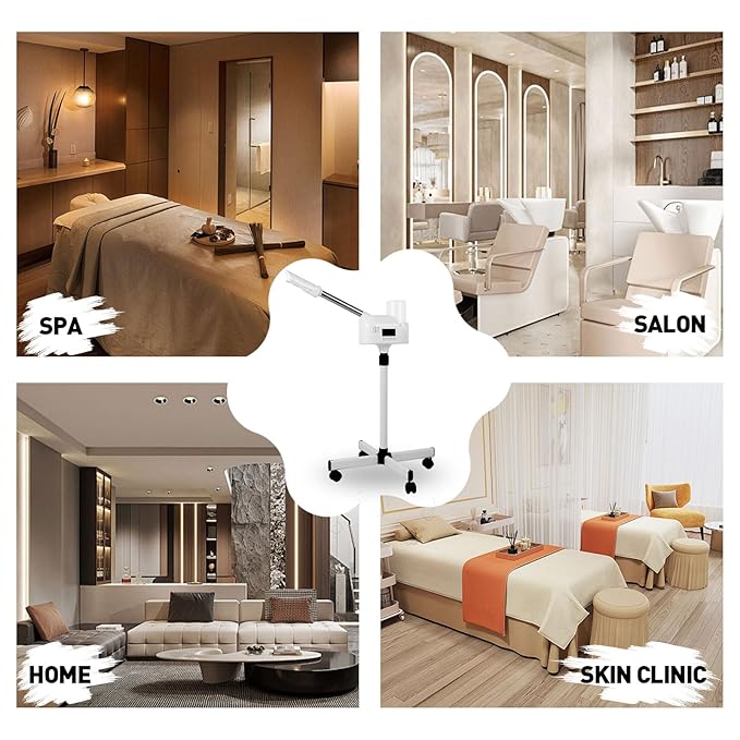 Professional Facial Steamer, Facial Steamer with Hot Mist and Timer Function for Deep Hydration, Height Adjustable Face Steamer on Wheels with Touch Screen and Rotatable Nozzle for Salon Spa Home Use-BrightBean Baby