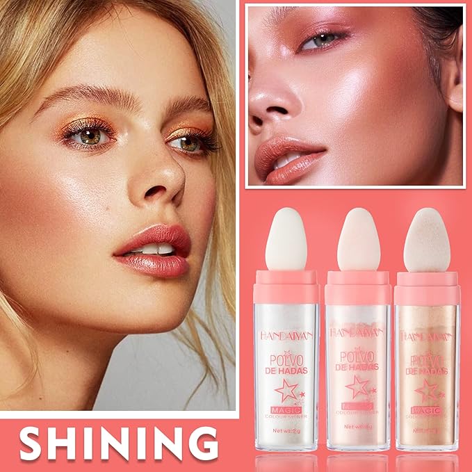 3PCS Polvo De Hadas Highlighter Glitter Stick Body Glitter Shimmer Face Brightening Highlighter Contour Powder Makeup Stick Face Fairy Glitter Highlighter Makeup-White,Pink,Golden brown-BrightBean Baby