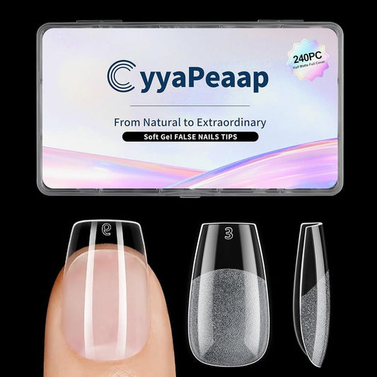 Short Coffin Nail Tips 240Pcs Short Coffin Soft Gel Nail Tips Half Matte Pre-Shape Press on Nails for Full Cover Acrylic False Nails Extension Home DIY Salon 12 Sizes Gelly Tips Fake Nails Tips-BrightBean Baby
