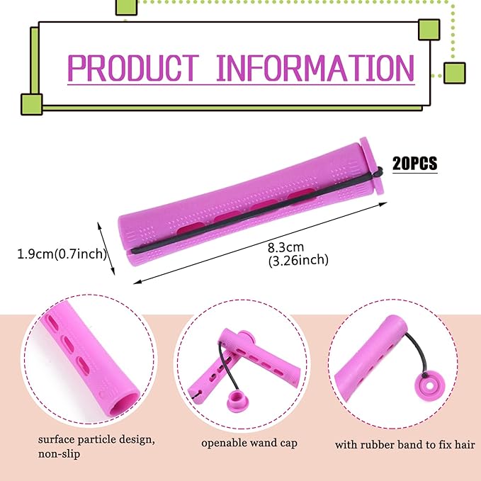 20pcs Women's Perm Rods Set for Natural Hair: 2 Sizes Cold Wave Hair Rollers for Curling and Styling All Hair Lengths - DIY Hairdressing Tools (Purple)-BrightBean Baby