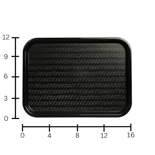 Carlisle FoodService Products CT121603 Café Standard Cafeteria / Fast Food Tray, 12" x 16", Black