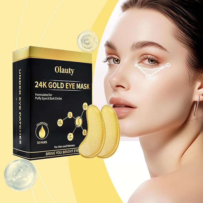 24K Gold Under Eye Patches,Black Box Collagen Anti-Aging Moisturize Under Eye Mask,Reducing Fine and Lines Dark Circleeye Patches,Gel Eye Masks Beauty & Personal Care-BrightBean Baby
