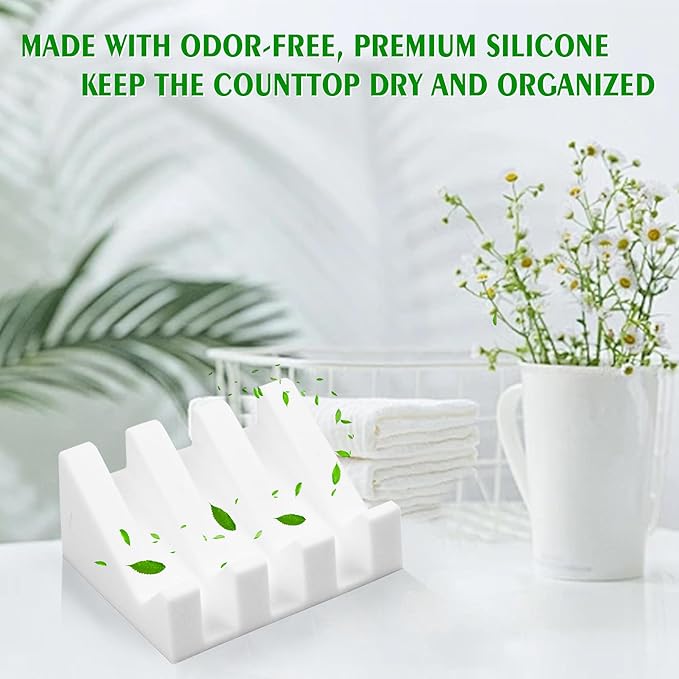 Self Draining Soap Dish,Silicone Suction Cup Soap Holder, Bathroom Soap Dish for Bar Soap,Can Extend Soap Life,Bathroom, Bath Tub, Kitchen Sink (4, White)