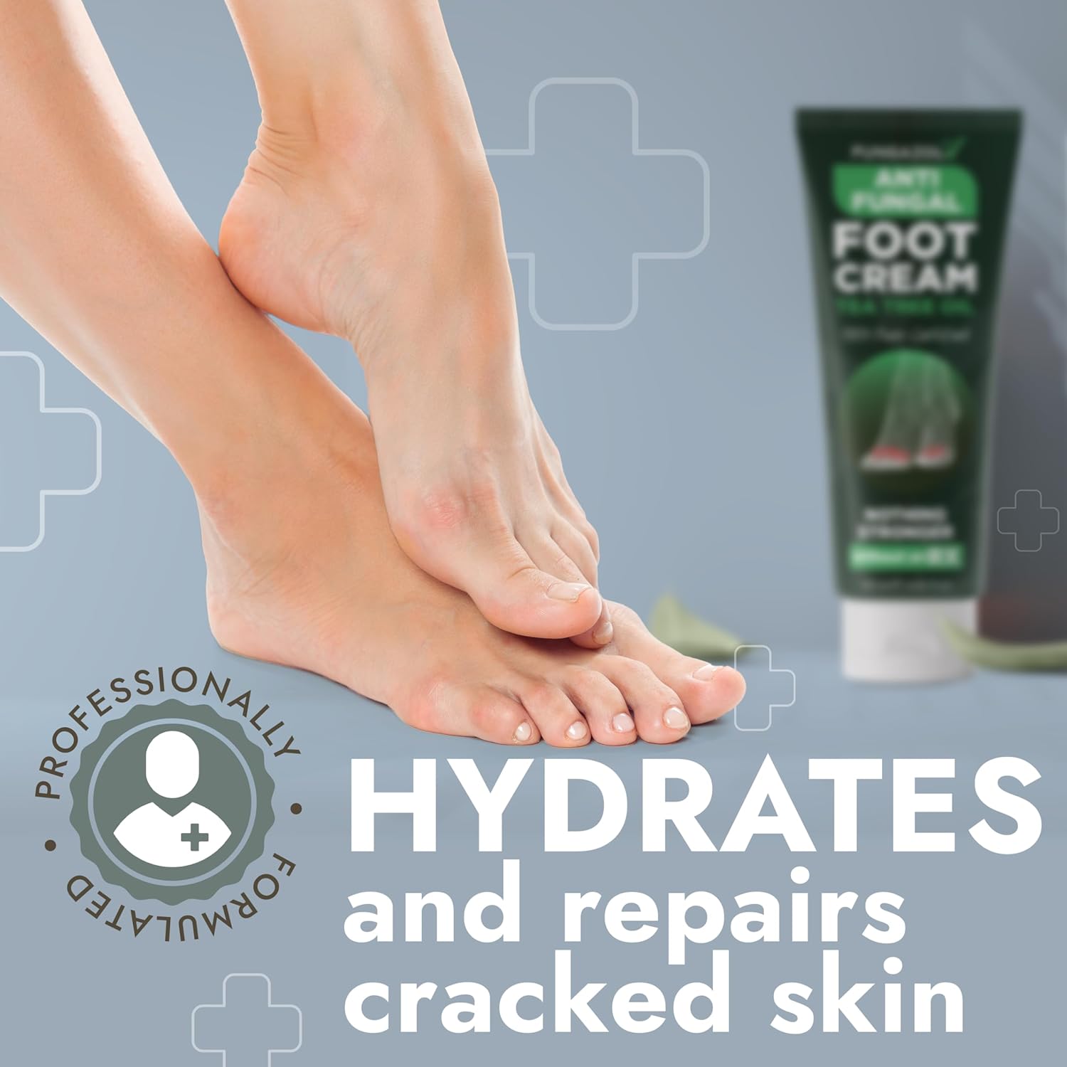 Foot Cream with Tea Tree Oil | Antifungal Cream to Soothes Cracked Heels, Dry Skin & Itchy Feet | Helps with Athlete’s Foot, Nail Fungus & Jock Itch | Relieves Itching & Burning | 4.05 fl oz-BrightBean Baby