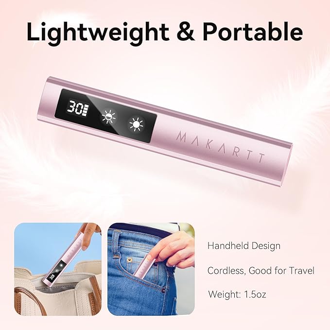 Makartt Handheld UV Nail Lamp with Painless Mode: Portable Flash Cure Lamp for Fast Curing Gel Polish Nails Tips & Glue Rechargeable USB Nail Art Light with LCD 3 Timer for Home Salon Use-BrightBean Baby