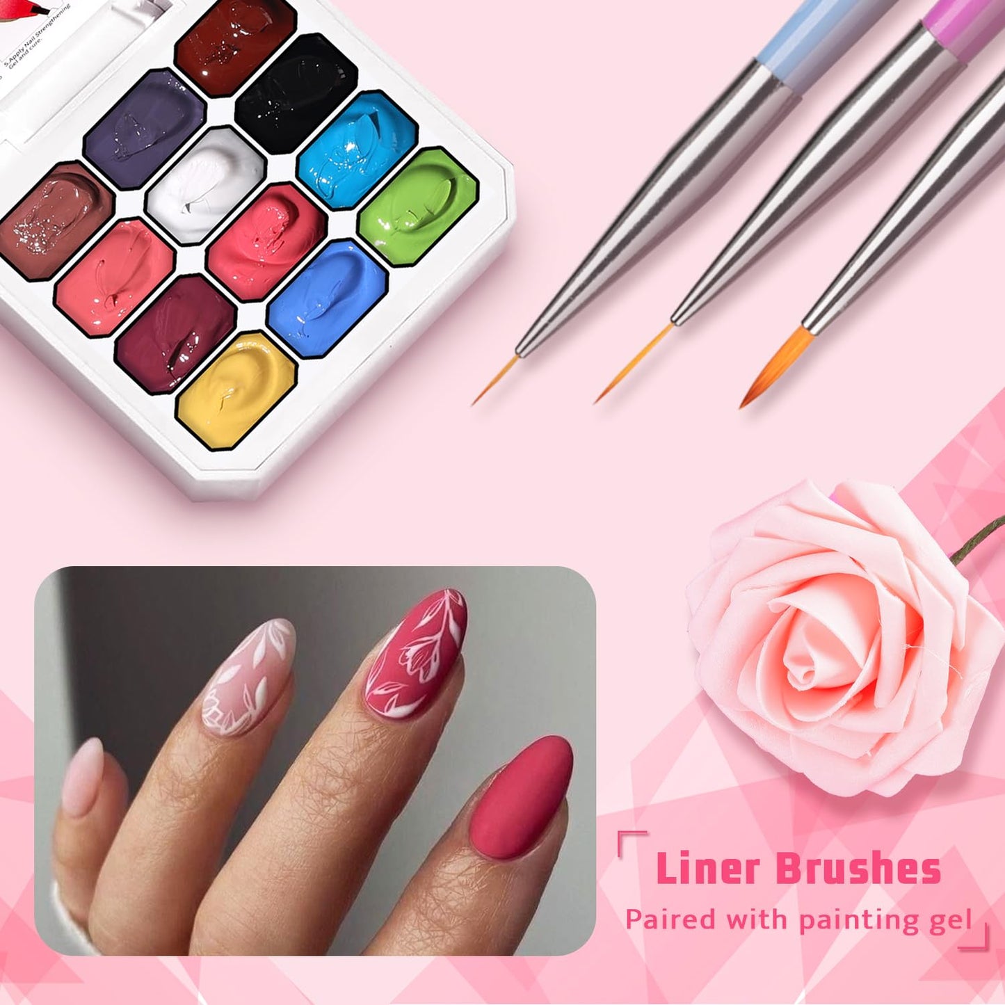 Sponge Pat Paint Nail Gel, Ombre Nails Gradient Gel Nail Blush Blooming Aura Nails Drawing Stripper Floral Painting DIY Nail Art, No Wipe, UV/LED Curing (12 Colors K)-BrightBean Baby