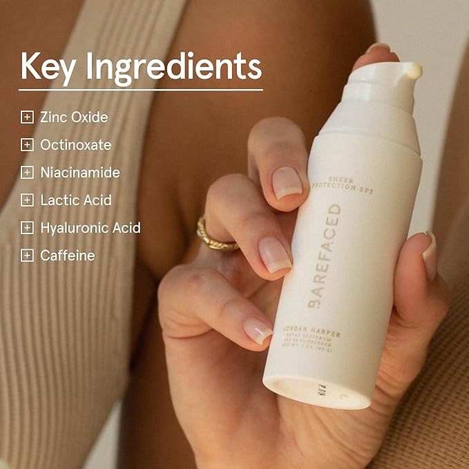 Barefaced Sheer Protection SPF 50+ – Broad-Spectrum Face Sunscreen for women with Zinc Oxide, Niacinamide & Hyaluronic Acid – Oil-Free UV Protection, Hydration & Anti-Aging with Universal Tint (60ml)-BrightBean Baby