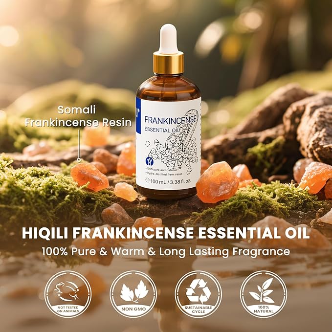 HIQILI 100ML Frankincense Essential Oil, for Massage, 100% Pure and Natural 3.38 Fl Oz-BrightBean Baby