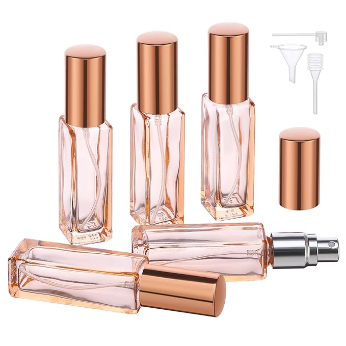 Segbeauty Portable Mini Perfume Atomizer Bottle, 5pcs Empty Refillable Cologne Spray Bottles, 10ML Small Travel Glass Perfume Bottle Fine Mist Sprayer Scent Pump Case for Cologne Fragrance-BrightBean Baby