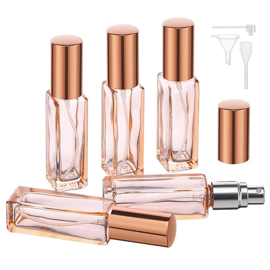 Segbeauty Portable Mini Perfume Atomizer Bottle, 5pcs Empty Refillable Cologne Spray Bottles, 10ML Small Travel Glass Perfume Bottle Fine Mist Sprayer Scent Pump Case for Cologne Fragrance-BrightBean Baby
