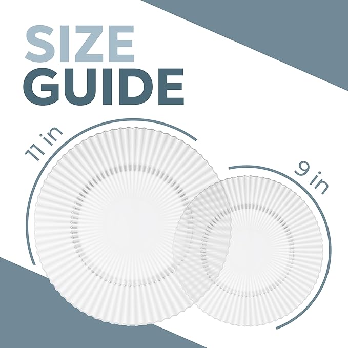 Exquisite 40 Piece Plastic Disposable Plates Set For 20 Guests I 20 X 9 Inch & 20 X 11 Inch Disposable Plastic Plates | Color: Clear | Great for Weddings Parties And Formal Occasions