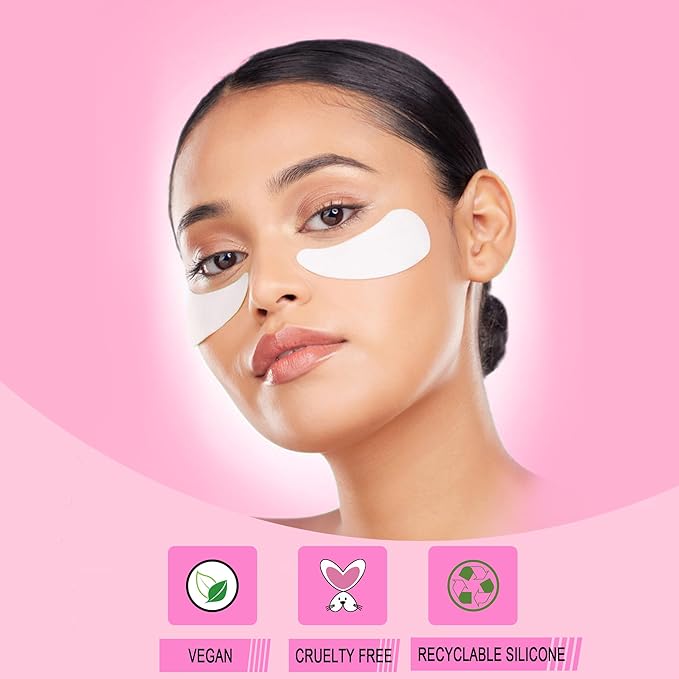CCbeauty Reusable Under Eye Patches + Eye Cream Applicator Value Set | 100% Silicone Eye Gel Pads | Boost Hydration | Minimize Fine Lines + Wrinkles + Dark Circles | Storage Tin Included | White-BrightBean Baby