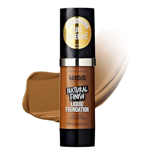 Kiss New York Professional Liquid Foundation - Lightweight and Hydrating Formula, Natural Finish, Control Shine, Cover Pores, Medium to Full Coverage, Green Tea Extract (Warm Coconut)-BrightBean Baby