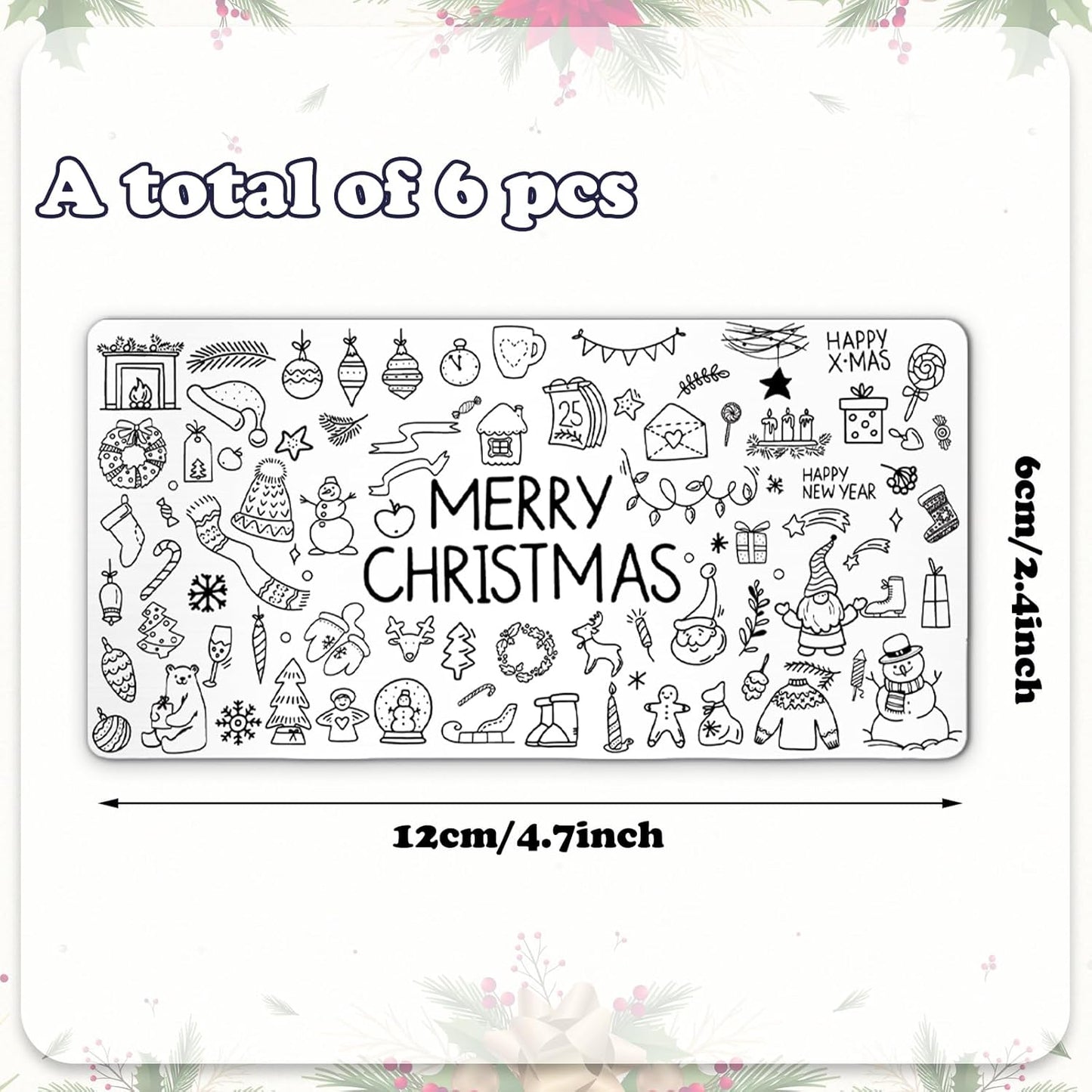 Whaline 6Pcs Christmas Nail Plates Stamping Set Xmas Tree Snowflake Snowman Stamp Templates Nail Art Plates for Winter DIY Print Manicure Salon Design Gift-BrightBean Baby