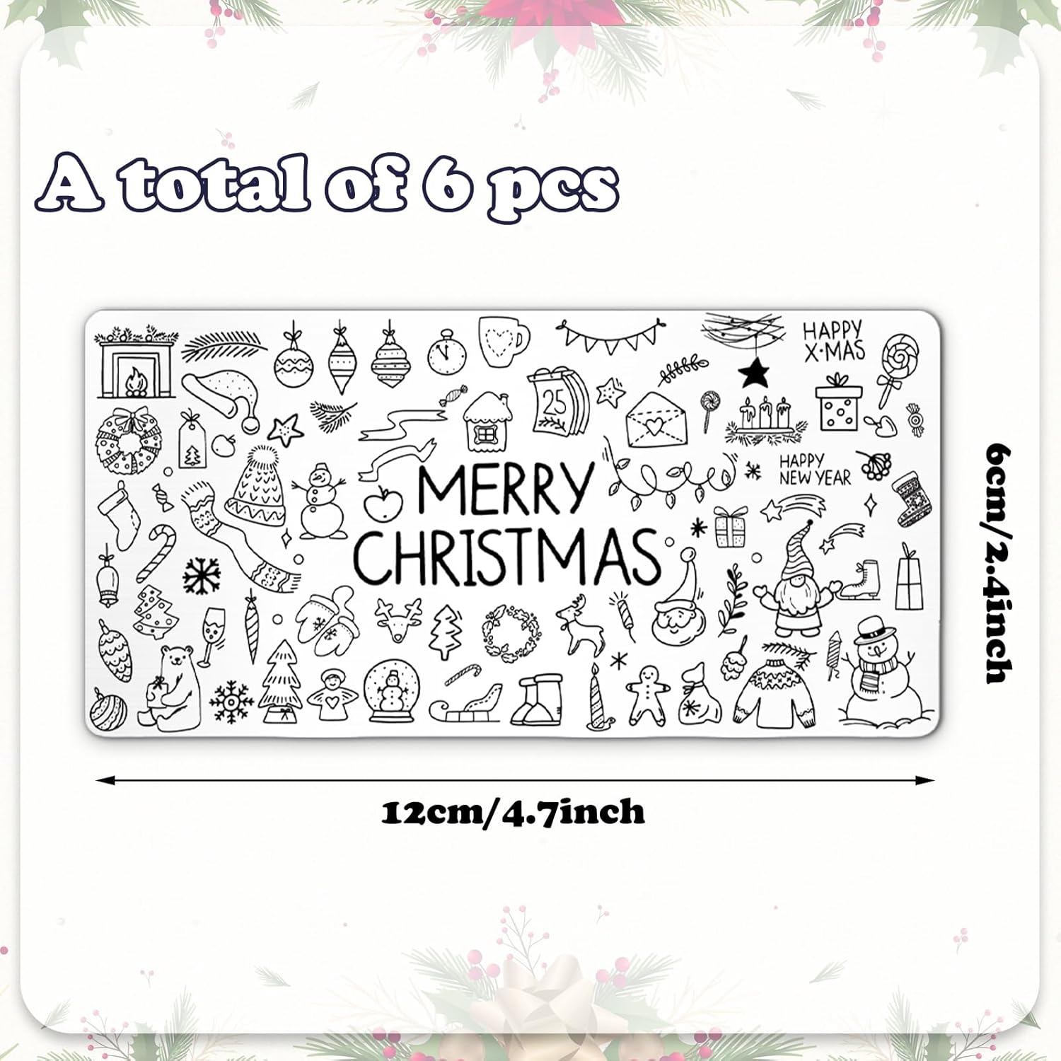 Whaline 6Pcs Christmas Nail Plates Stamping Set Xmas Tree Snowflake Snowman Stamp Templates Nail Art Plates for Winter DIY Print Manicure Salon Design Gift-BrightBean Baby
