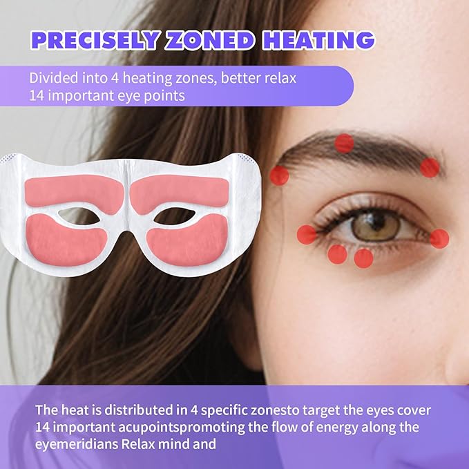 18 Packs Lavender Steam Eye Masks for Dry Eyes 40 Mins Warm Eye Mask Heated Eye Mask Reduce Puffiness Dark Circles Travel Essentials Eye Masks for Sleep Disposable(Lavender,Hollow)-BrightBean Baby