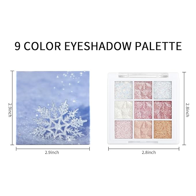 Erinde 9 Colors Eyeshadow Palette, Matte Shimmer Glitter Eye Shadow Palette Makeup, Highly Pigmented Long Lasting Waterproof, Colorful Sequins Sparkle Eyeshadow Makeup Pallet-BrightBean Baby