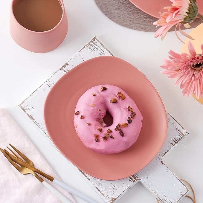 Stone Lain Delilah Salad Plate 6-Piece Dish Set, Porcelain, Terracotta