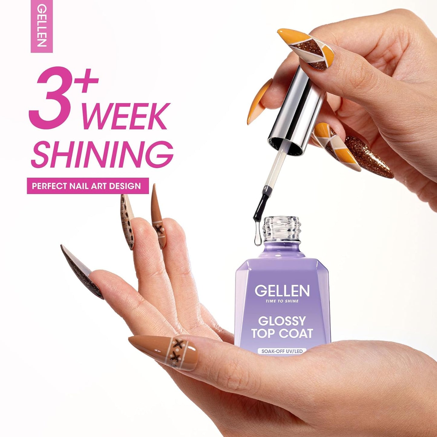 GELLEN Builder Nail Gel with Gel Top Coat Base Coat, 3 Pcs 18ml Top Coat Nail Polish Set, Soak Off Hard Builder in A Bottle for Nail Extension Strengthen Manicure Salon at Home-BrightBean Baby