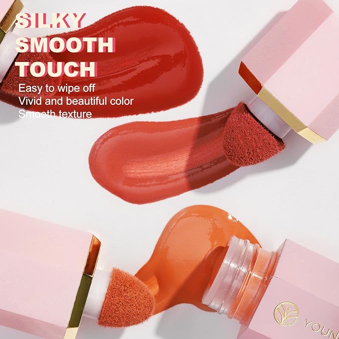 YOUNG VISION Liquid Cheek Blush -Soft Cream Rouge/Blusher Makeup, Buildable Gel-Cream Formula, Long-Wearing, Dewy Finish-BrightBean Baby