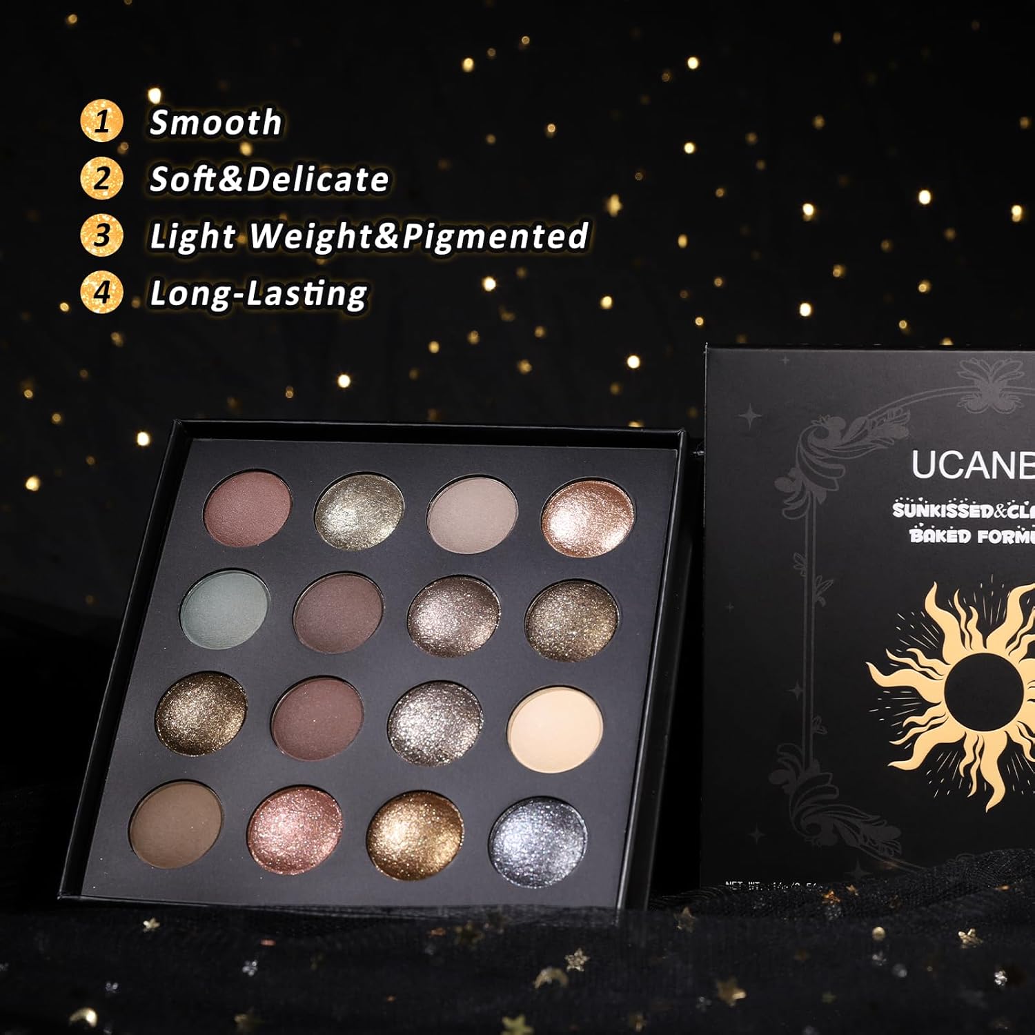 UCANBE 16 Color Baked Eyeshadow Palette with 15PCS Brushes Makeup Set,Matte&Shimmer Blend Eyeshadow for Women&Girls,Highly Pigmented Long Lasting Waterproof Make Up Pallet-BrightBean Baby