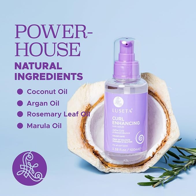Luseta Curl Enhancing Hair Oil Define Curl & Restore Bounce Anti-frizzing and Smoothing for Curly Hair Type 3.38oz-BrightBean Baby