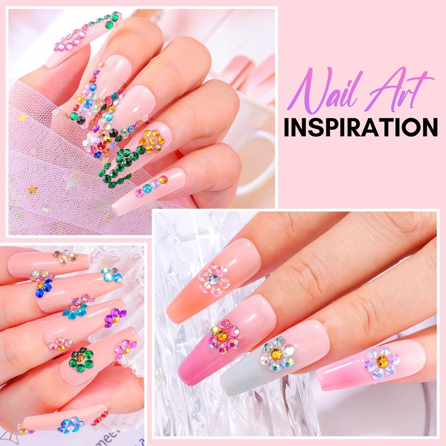 Makartt Nail Rhinestone Glue Kit: 15ml Strong Gems Adhesive Gel with 3360pcs 24 Colors Flatback Crystals Rhinestones for 3D Nails Art, Includes Tweezer, Home & Salon Manicure Kit-BrightBean Baby