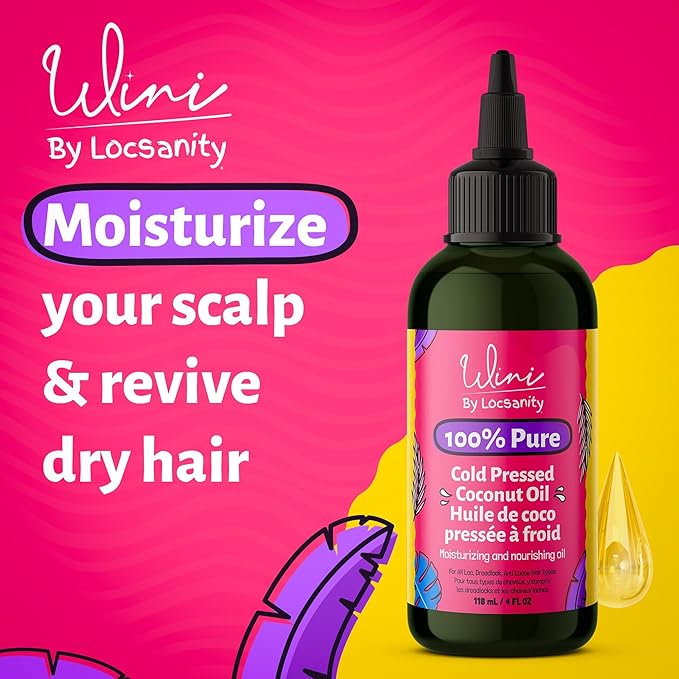 Locsanity Wini Pure 100% Cold Pressed Coconut Oil For Hair and Skin, 4 Fl Oz-BrightBean Baby