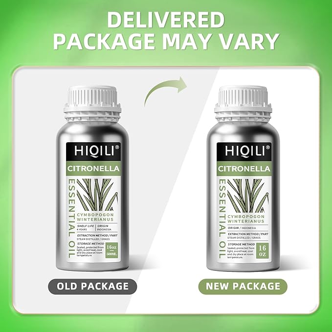 HIQILI 16 Fl Oz Citronella Oil for Homemade Sprays, Add to Diffuser, 100% Pure and Natural Undiluted-BrightBean Baby