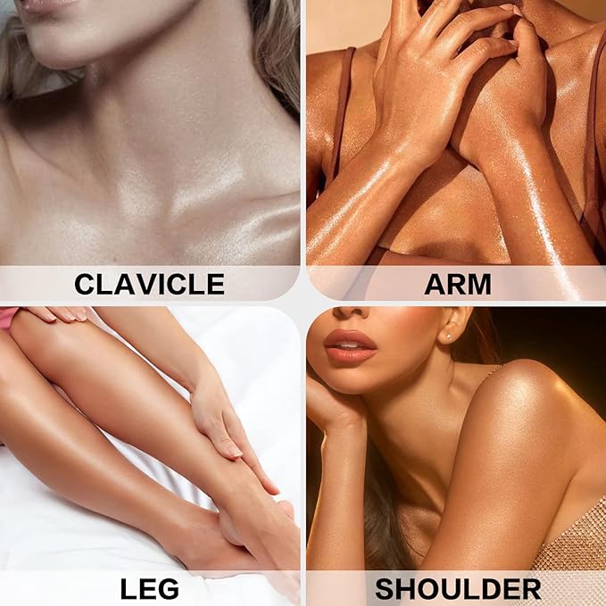 FOCALLURE Starfall Glowing Liquid Highlighter, Shimmering Body Oil, Non-Sticky Shimmer Liquid Luminizer, Non-Greasy, Face & Body Glitter Makeup for Costumes, Cosplay, Rave Festival, MADAMA BUTTERFLY-BrightBean Baby