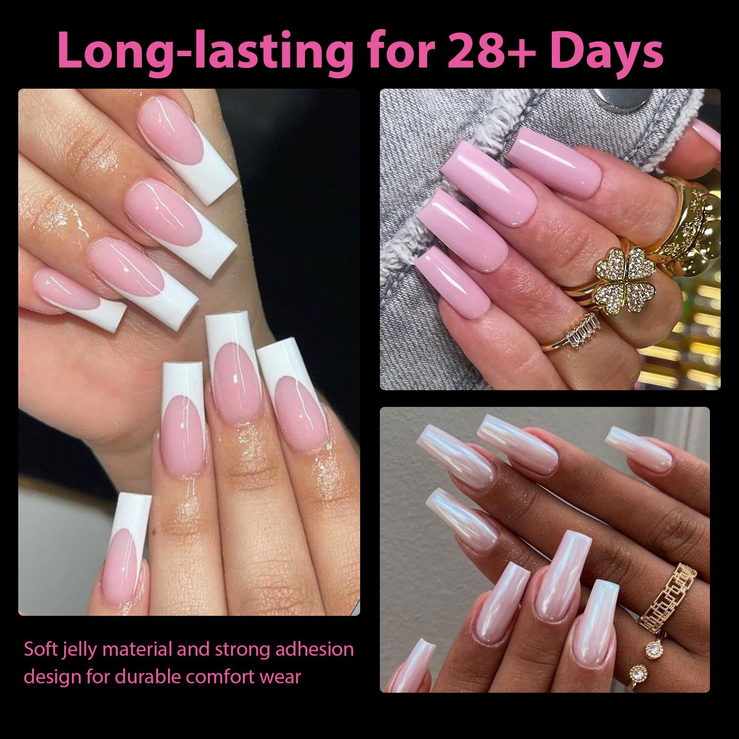 UNA GELLA Square Fake Nails, 504pcs Gel Nail Tips Clear Press on Nails Pre-shape for Full Cover Square Nails French False Nails For Nail Extension Nail Art Home DIY 12 Sizes False Gelly Tips-BrightBean Baby