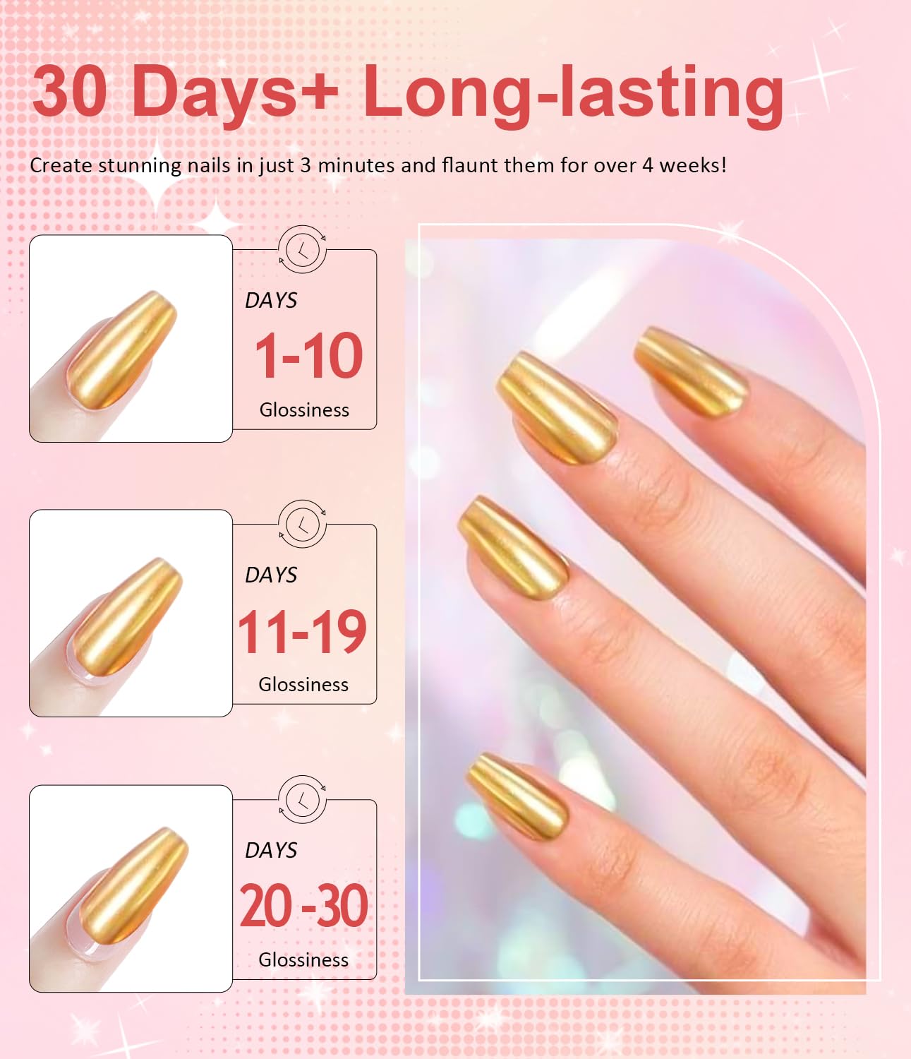 Gold Chrome Nail Powder BISHENGYF -【Magic Mirror Effect】 Pearl Chrome Nail Powder White Clear Aurora Mermaid Iridescent Nail Chrome Powder Pigment Glitter Dust for Manicure Decoation DIY-BrightBean Baby
