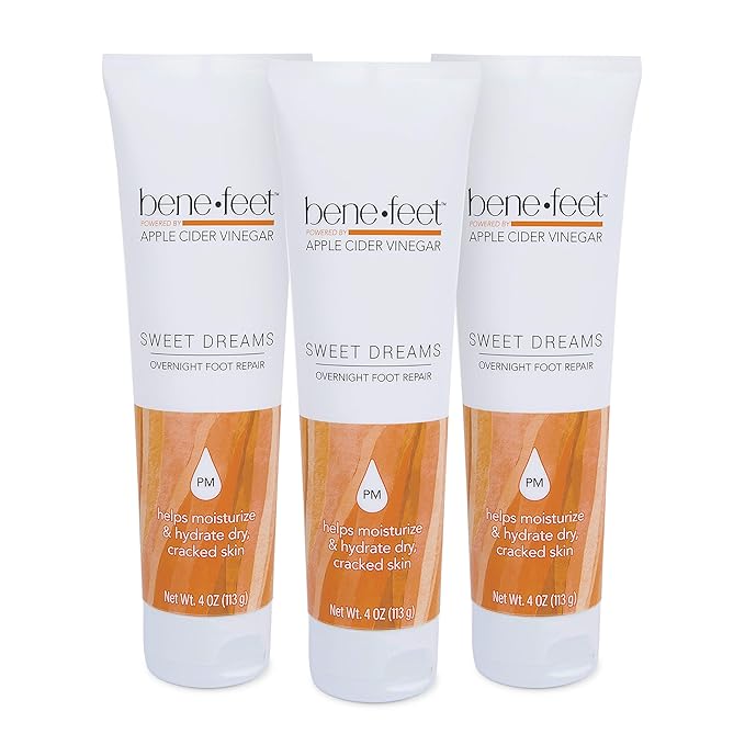 Benefeet Sweet Dreams Overnight Foot Repair - Night Cream for Detox, Moisturize & Soften Dry Cracked Skin, With Apple Cider Vinegar, Turmeric & Borage Oil, 4oz (3 Pack)-BrightBean Baby