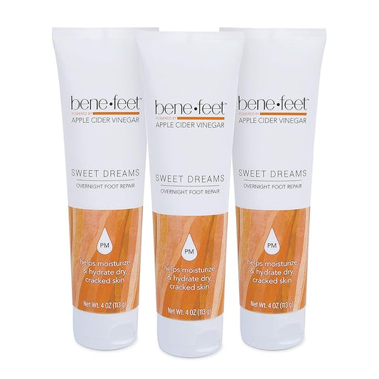 Benefeet Sweet Dreams Overnight Foot Repair - Night Cream for Detox, Moisturize & Soften Dry Cracked Skin, With Apple Cider Vinegar, Turmeric & Borage Oil, 4oz (3 Pack)-BrightBean Baby