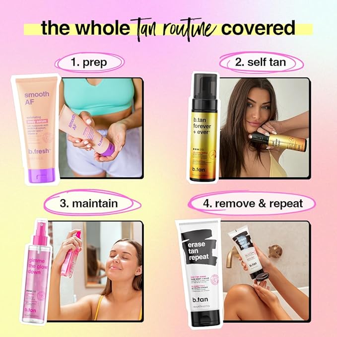 b.tan Ultra Long Lasting Self Tanner Mousse | Forever & Ever - Lasts Up to 11 Days, Fast, 1 Hour Express Sunless Tanning Foam, No Fake Tan Smell, Dark Bronze Glow, Vegan, Cruelty Free, 6.7 Fl Oz-BrightBean Baby