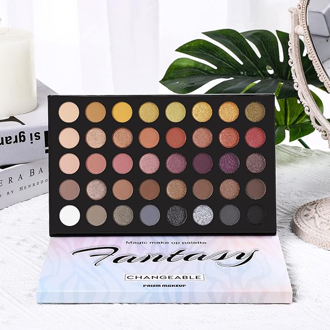 Professional Neutral Smokey Eyeshadow Makeup Palette, Matte Shimmer Metallic Black Grey Dark Goth Eye Shadows for Halloween, Pigmented Warm Smoky Naked Nude Rosy Gold Brown Pallet Daily Make Up Kit-BrightBean Baby