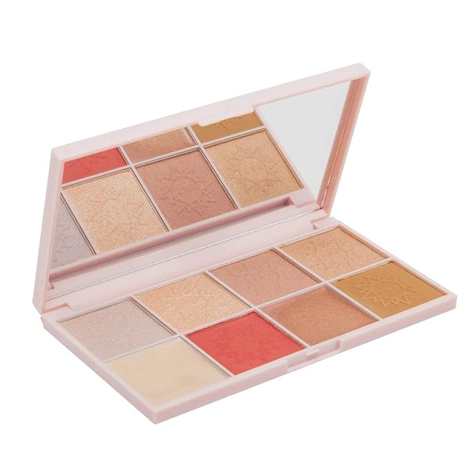 The Beauty Crop - Travel Tea Face Palette - Mediterranean Spring | Highly Pigmented Shades | Richly Toned Palette | Comes in Matte, Creamy, Metallic & Glitter Finish | Long Wearing | Cruelty Free-BrightBean Baby