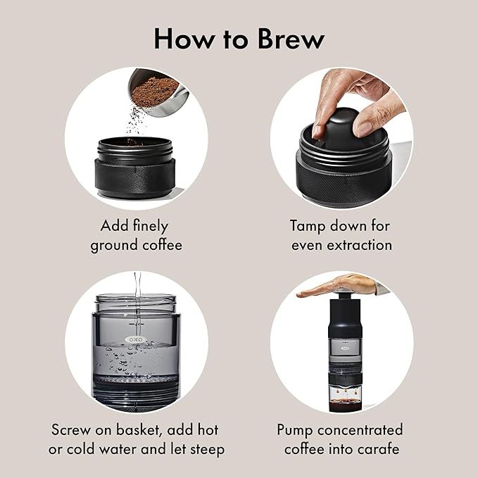 OXO Brew Rapid Brewer - Portable Coffee Maker, Fast Manual Hot & Cold Brew, Small Handheld Brewer, Compact Travel Coffee Maker