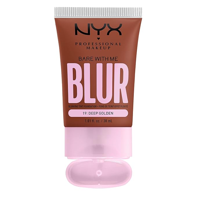 NYX PROFESSIONAL MAKEUP Bare With Me Blur Skin Tint Foundation Make Up with Matcha, Glycerin & Niacinamide - Deep Golden-BrightBean Baby
