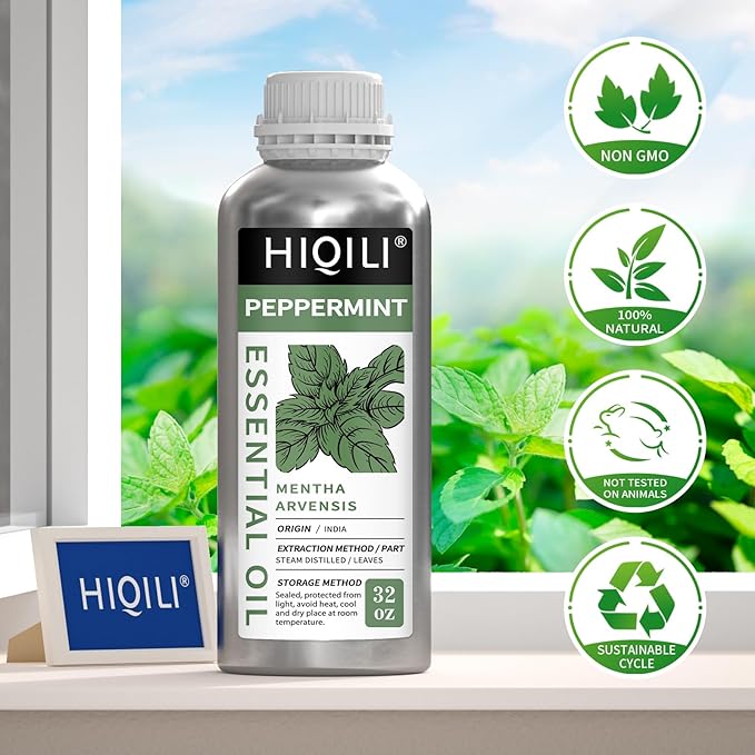 HIQILI Peppermint Essential Oil 32oz 100% Pure Natural Aromatic Oil for Freshening Air, Hair Care, DIY Soap, SPA & Home Use-BrightBean Baby