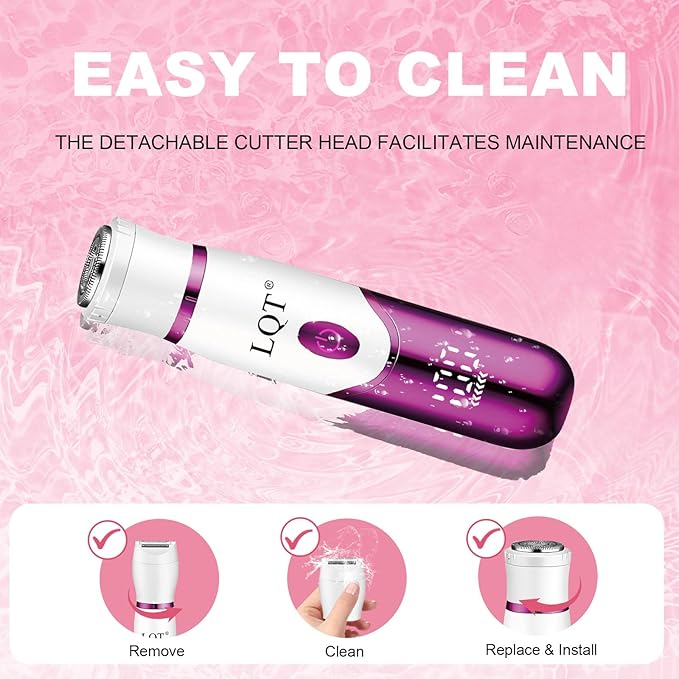 Electric Bikini Trimmer for Women,Led Power Display Removal for Body Nose Hair Trimmer Face Shavers Eyebrow Legs Armpit Bikini Area Pubic Underarms Rechargeable Portable 4 in 1 Womens Razors Set-BrightBean Baby