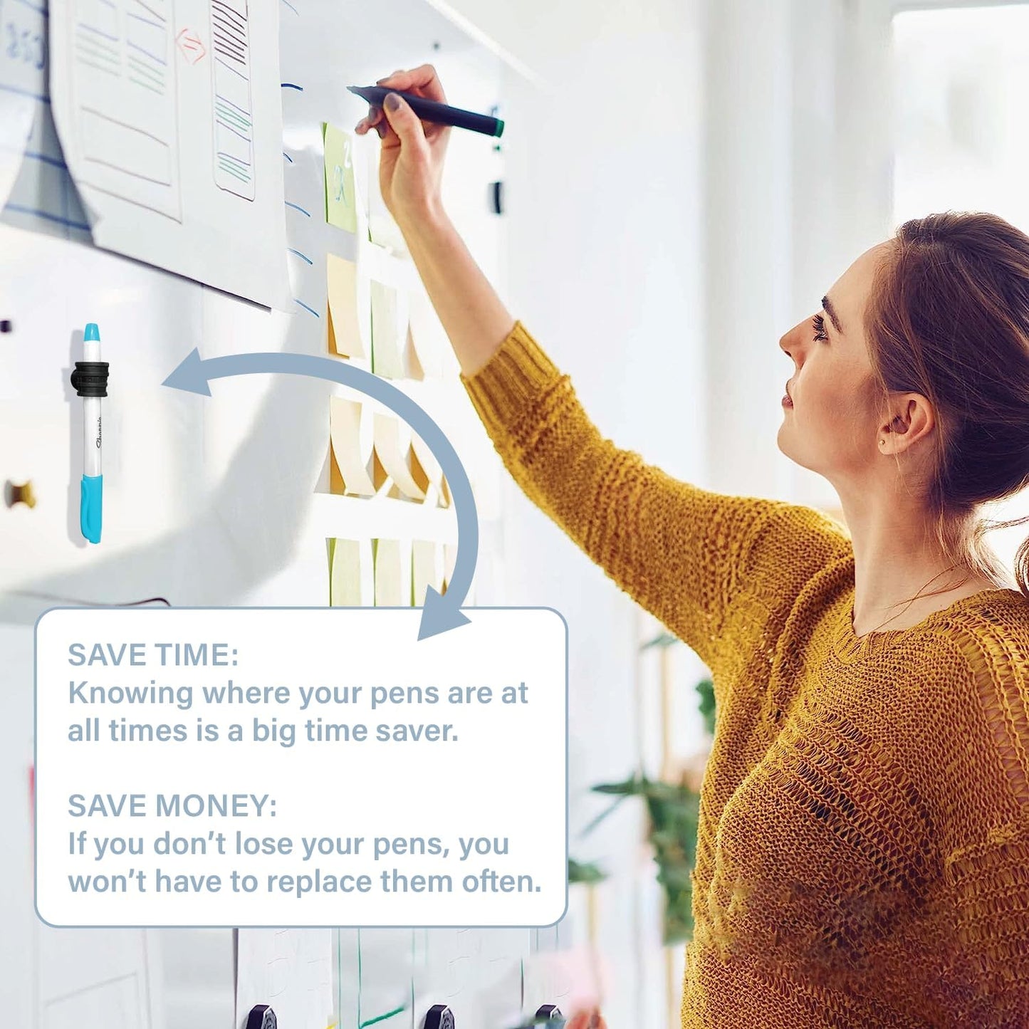 Stick-O Pen Magnetic Pen Pencil Holder - Holds Most pens, Pencils, and Thin Markers. Ideal for Fridges, Task Boards, Workshops, Classrooms, Offices, and Kitchens. (Three Pack)-BrightBean Baby